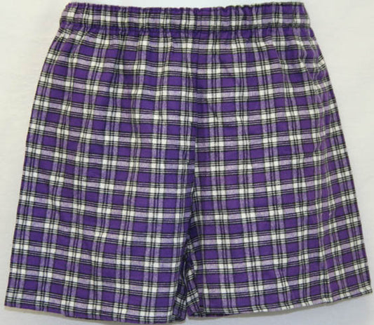 Boxer shorts youth and adult purple black flannel