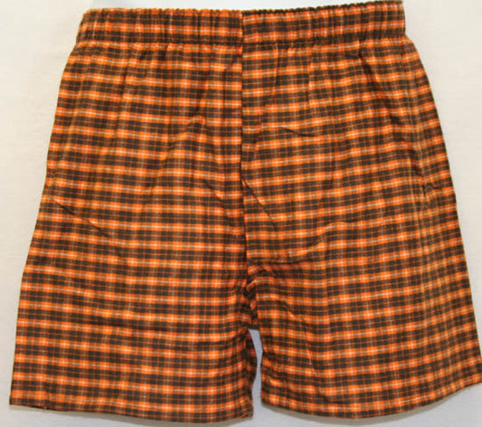 Boxer shorts youth and adult orange brown flannel
